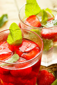 Close-up of drink in glass on table