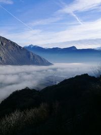 Scenic view of mountains against sky