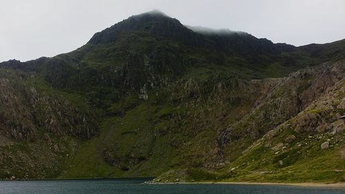 Scenic view of river and mountains