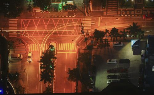 People in city at night