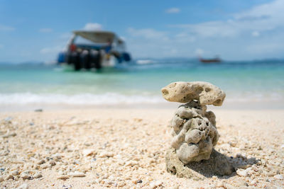 Close-up of pebbles on beach