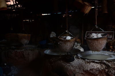 Close-up of rice cooking at home