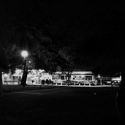 Illuminated street lights at night