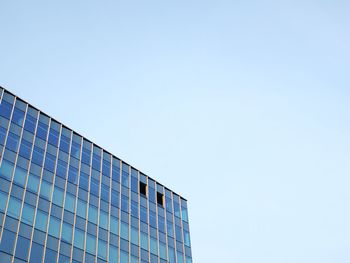 Low angle view of modern building against clear sky