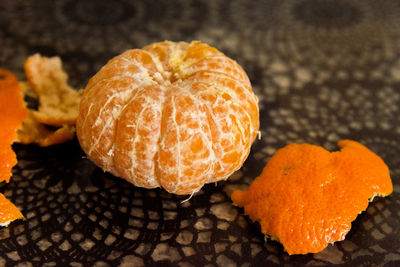 High angle view of orange on table