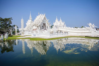 Reflection of clear blue sky in water