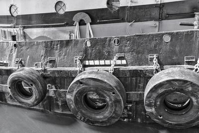 Close-up of old machinery in factory