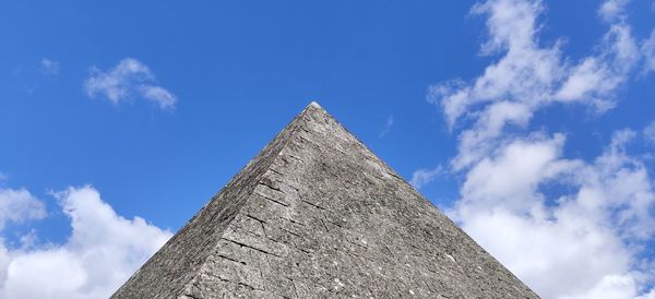 Low angle view of castle against blue sky