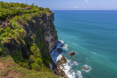 Scenic view of sea against mountain