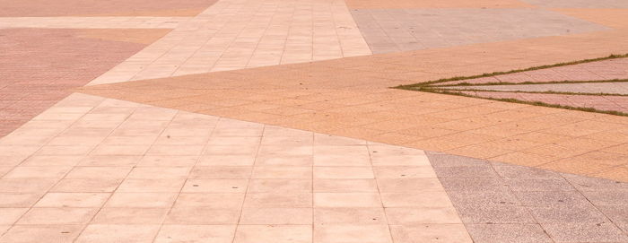 High angle view of tiled floor