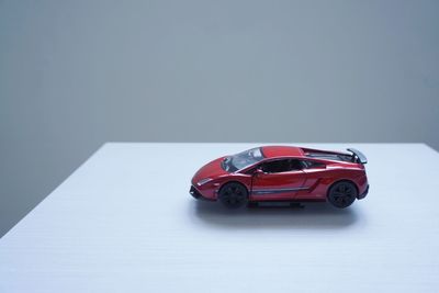 Close-up of toy car on table