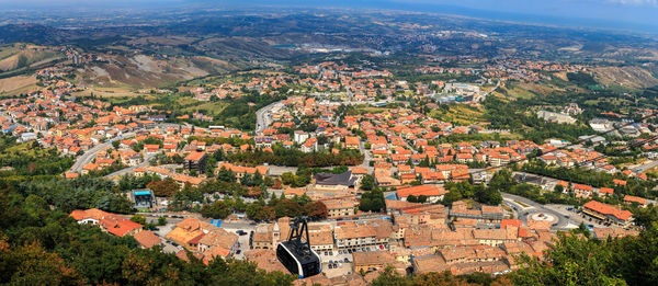 High angle view of townscape and houses in village