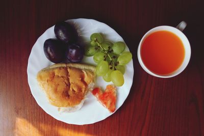 High angle view of food in plate