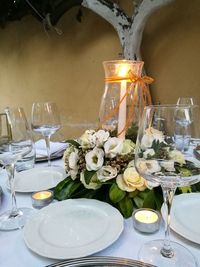 Flower pots on table