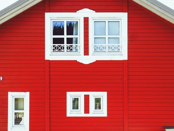 Full frame shot of red house window