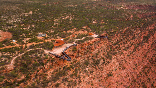 Aerial photo of newly opened skywalk attraction in kalbarri national park in western australia.