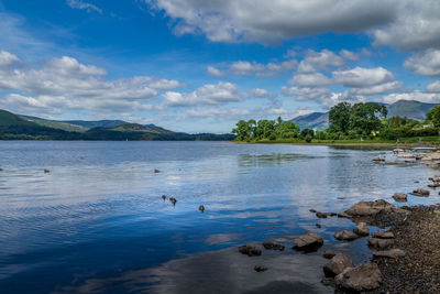 Scenic view of lake against sky