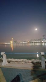 View of illuminated city at night