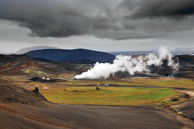 Scenic view of land against sky