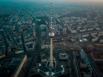 High angle view of buildings in city