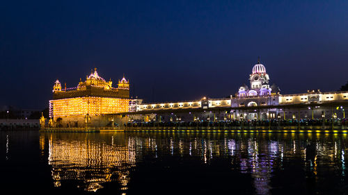 View of illuminated cathedral at night