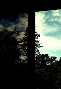 Low angle view of silhouette trees in forest