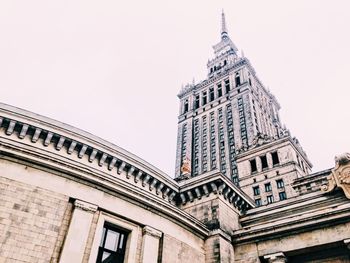 Low angle view of tower against clear sky