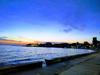 Scenic view of river against sky at sunset