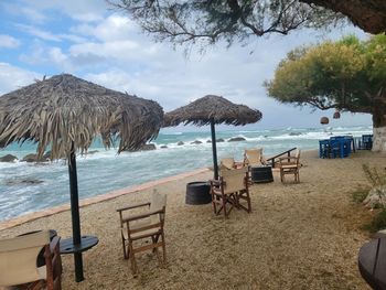 Scenic view of beach against sky
