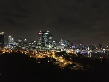 Illuminated city at night