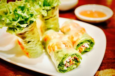 Close-up of meal served in plate