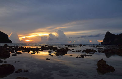 Scenic view of sea at sunset