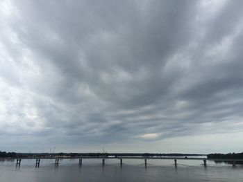 Scenic view of sea against cloudy sky