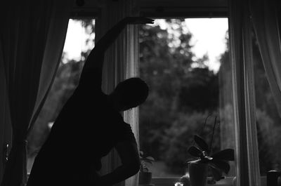 Silhouette of window at home