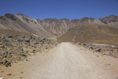 Scenic view of arid landscape against clear sky