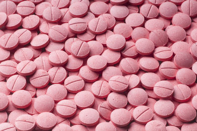 Close-up of pink pills