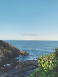 Scenic view of sea against clear sky