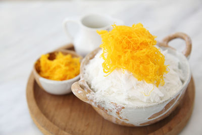 Close-up of ice cream on table