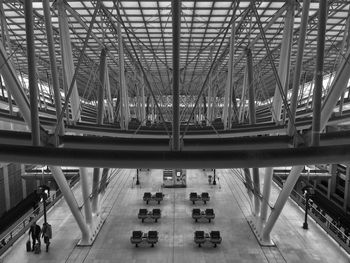 High angle view of airport departure area