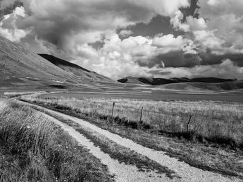 Scenic view of landscape against cloudy sky