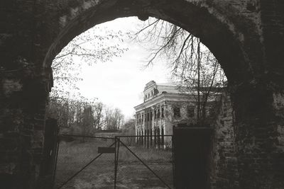 Entrance of historic building against sky