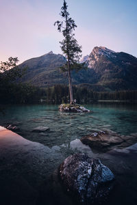 Scenic view of lake against sky