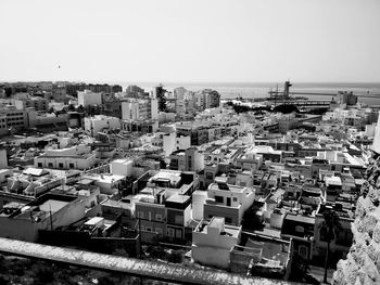 High angle view of townscape against sky