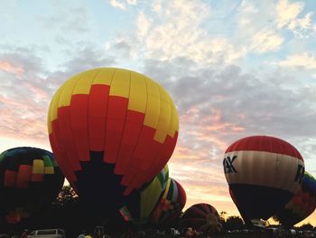 Low angle view of hot air balloon against sky