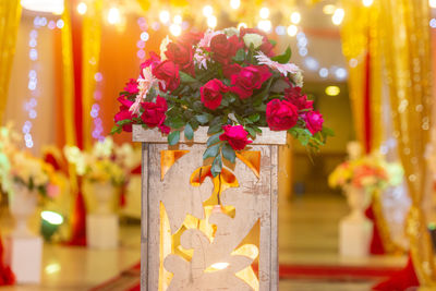 Close-up of illuminated flower bouquet