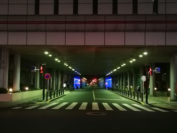 Illuminated street lights at night