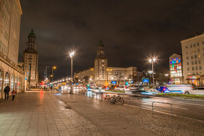 City street and buildings at night