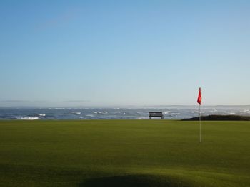 Scenic view of sea against clear sky