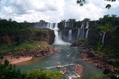 View of waterfall in forest