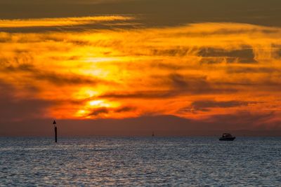 Scenic view of sea at sunset